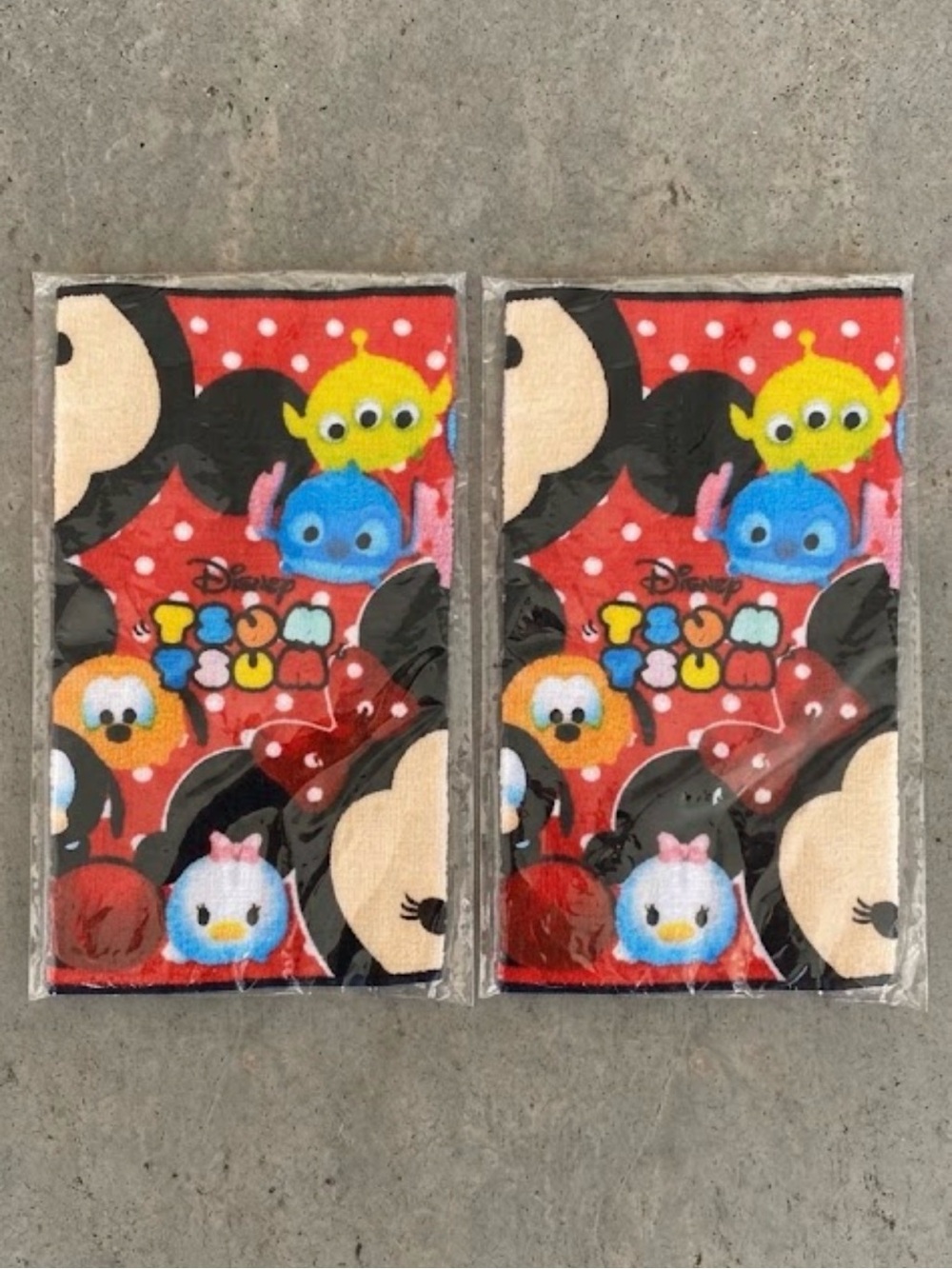 2 Disney TSUM TSUM Mini Towel Hand Cloth NWT Mickey Minnie Stitch Alien Kawaii